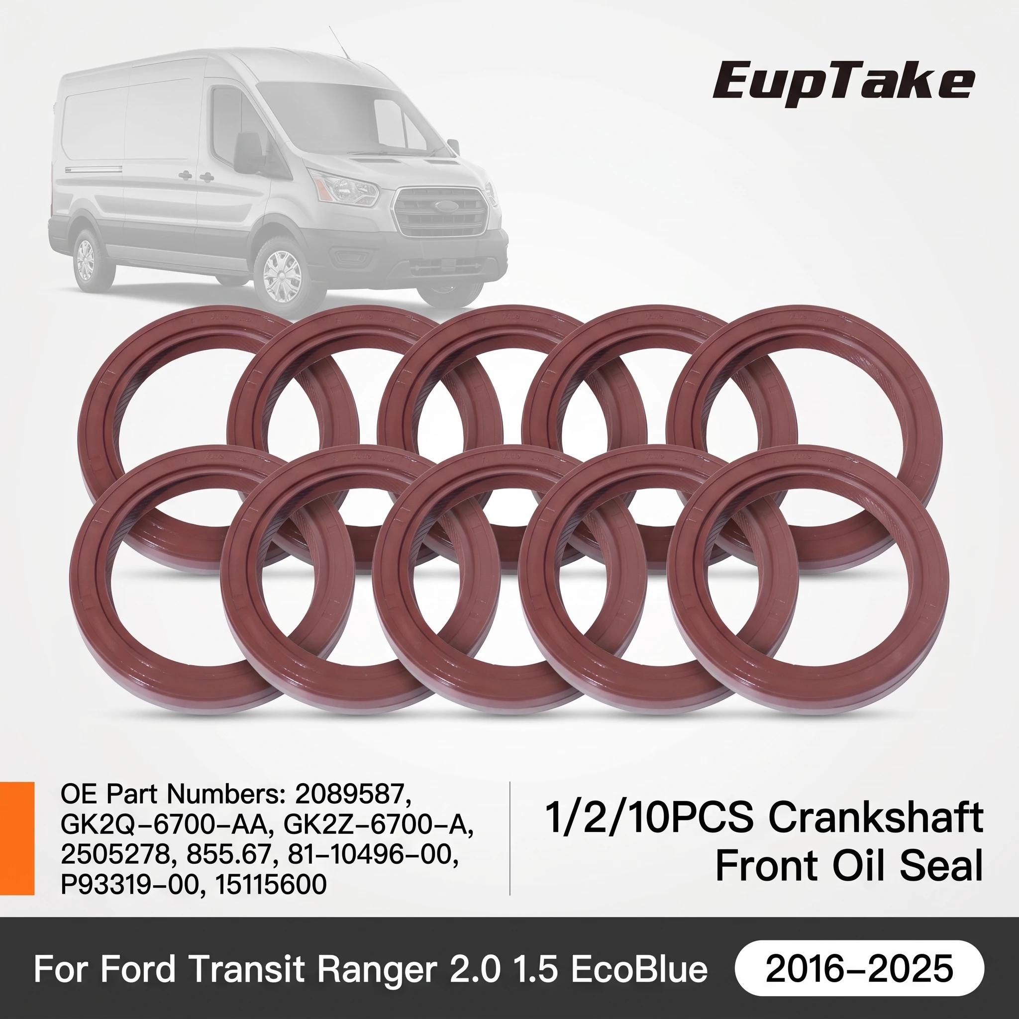 Crankshaft Front Oil Seal for Ford Transit Ranger 2.0 1.5 EcoBlue OE 2089587 GK2Q-6700-AA 2505278 High Performance FKM Material