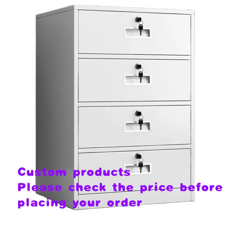 

custom.4 Drawers Movable File Cabinet Data Storage Cabinet Single Door Nightstand Iron Cabinets Home Office Equipment