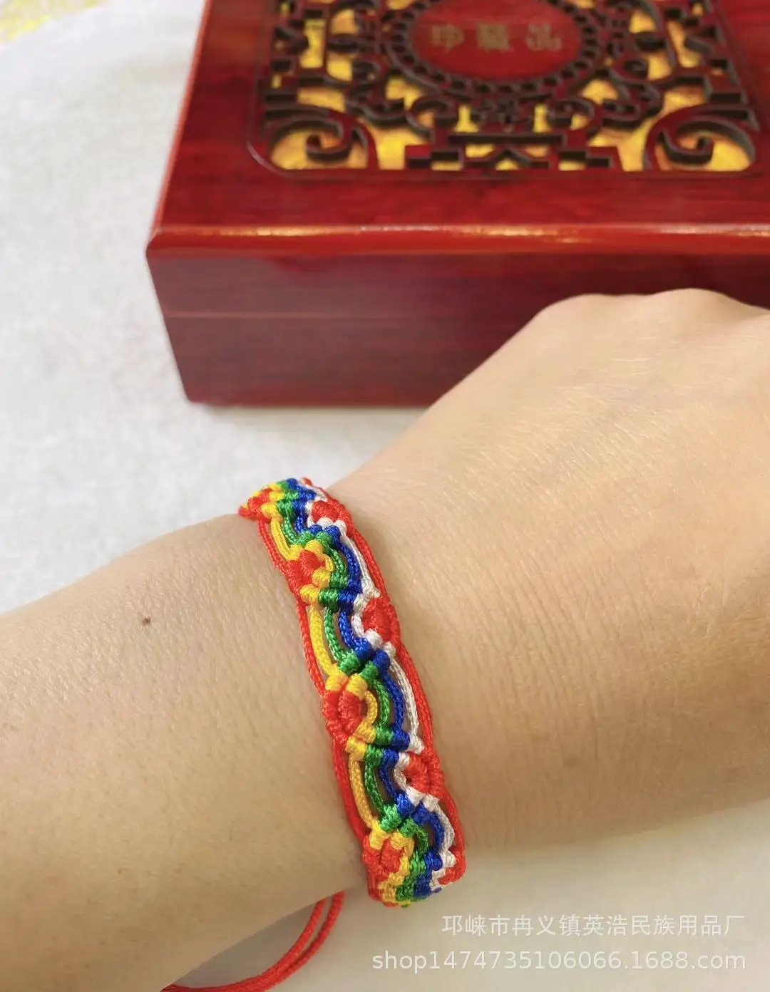 

Tibetan Bracelet, Buddha Bead Rosary Bracelet Colorful Pattern Bracelet.
