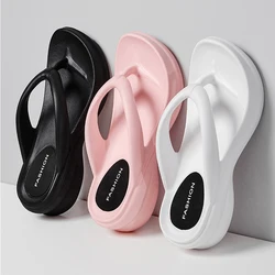 Women Sand Beach Flip Flops Wedge Heels Outside the Seaside Beach Sandals Thick-bottomed Flip-flops Outdoor Slides Summer Shoes