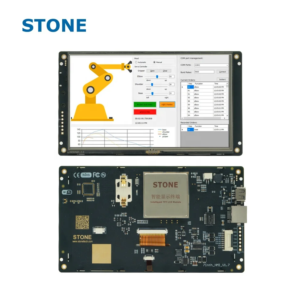 STONE 7 inch usb and uart r232 port TFT LCD display for industrial HMI