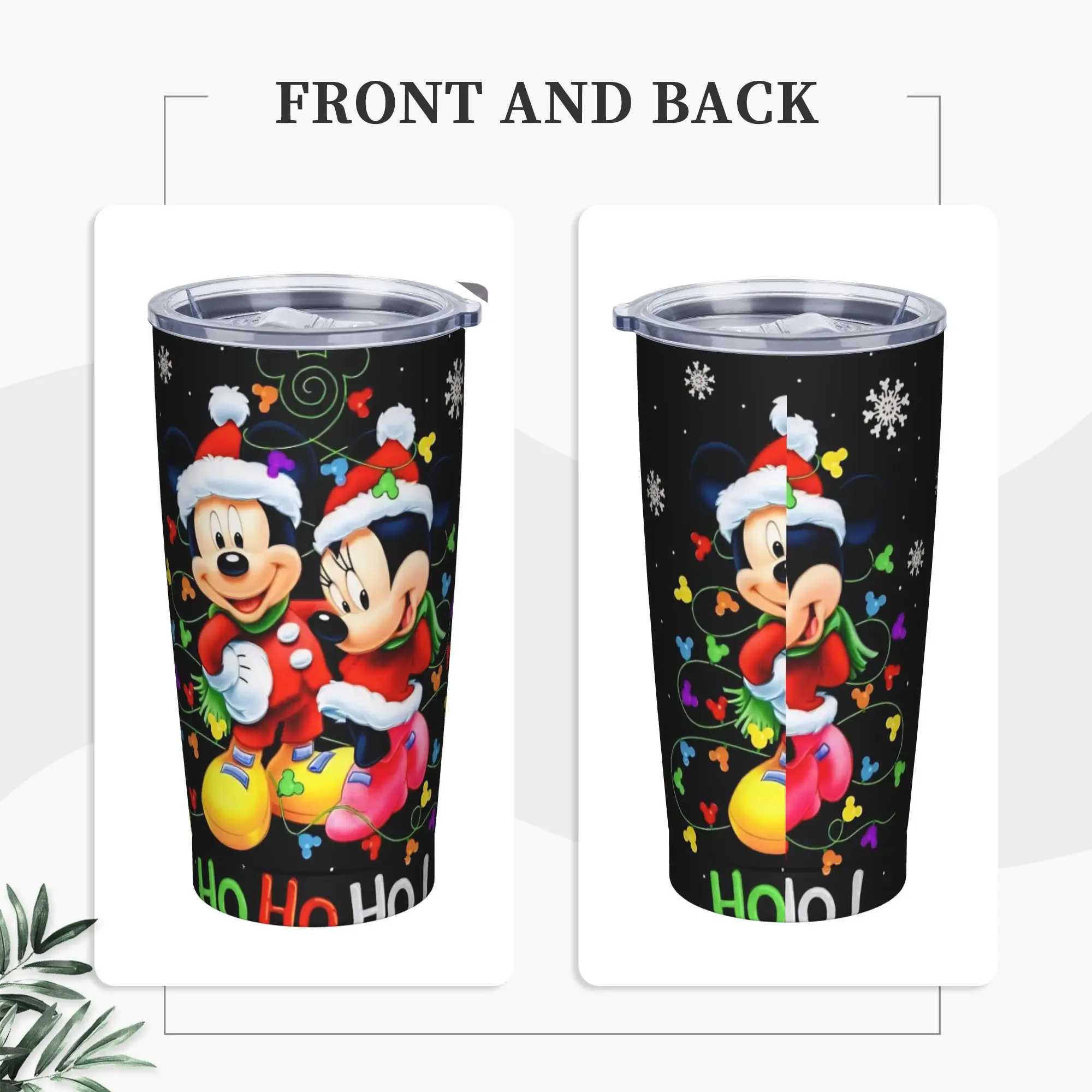 

Mickey Minnie Christmas Stainless Steel Tumbler Fun Ho Ho Ho! Travelist Car Mugs 20oz Thermal Mug Portable Tea Water Bottle