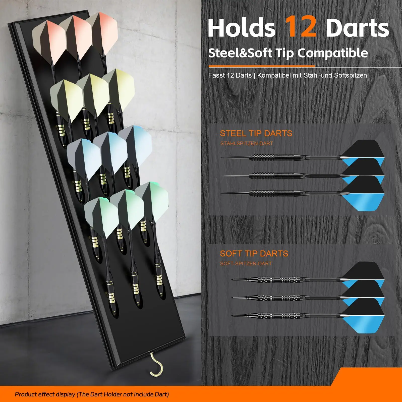

Держатель для дротиков на 12 отверстий для настенной стойки-дисплея с металлическим крючком, стойка для хранения дротиков, аксессуары для развлечений и игр на вечеринках