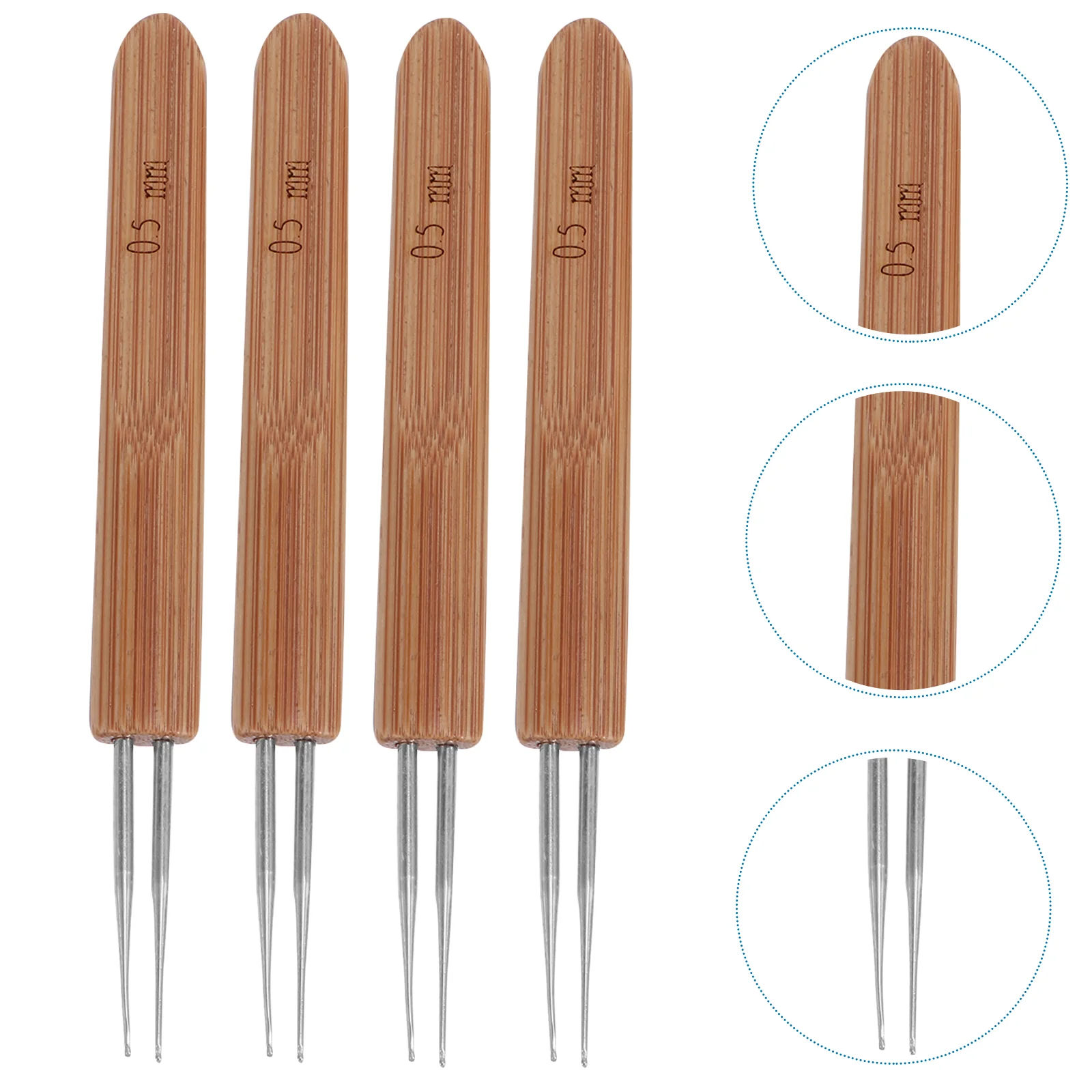 

5 Pcs Wood Crochet Needles Dreadlocks Hair Braiding Knitting Tools Ergonomic Handle Lasting Use Hairdressing Tool Stylish