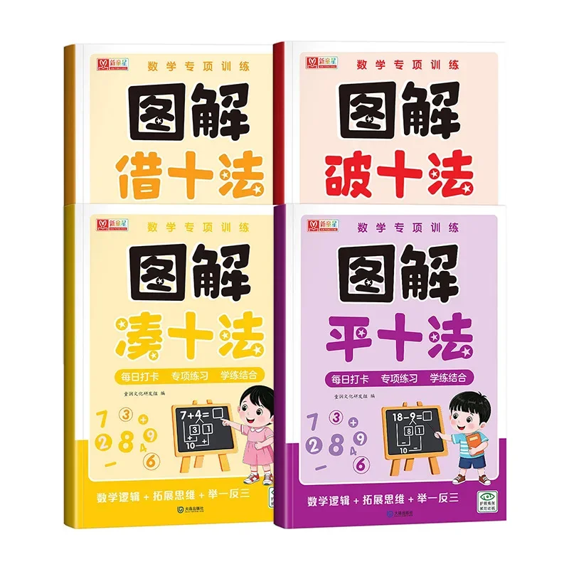 Illustrated Math Workbook: Make 10, Borrow 10, Flatten 10 & Break 10 Methods | Specialized Arithmetic Practice for Kids