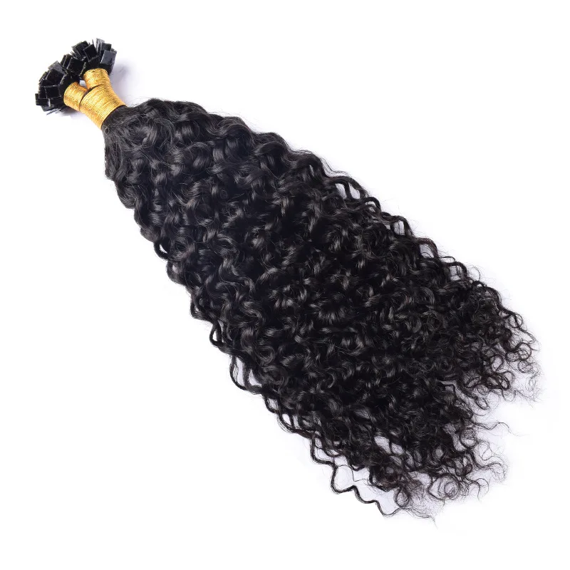 버진 레미 인간의 머리카락 플랫 팁 익스텐션 14-24'' 100g 스트레이트 컬리 퍼머블 염색 가능 천연 컬러 스트랜드 여성용 프리미엄