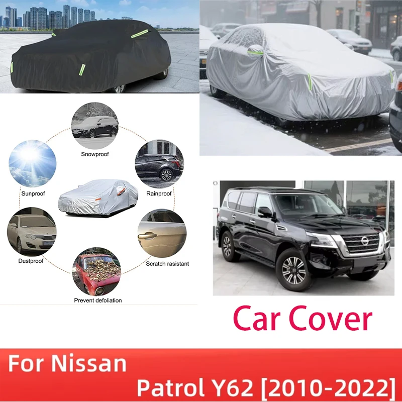 

For Nissan Patrol Y62 2010-2022 2018 2019 Full Car Covers Outdoor Sun Anti UV Rain Snow Dust Protection Oxford Cloth Accessories
