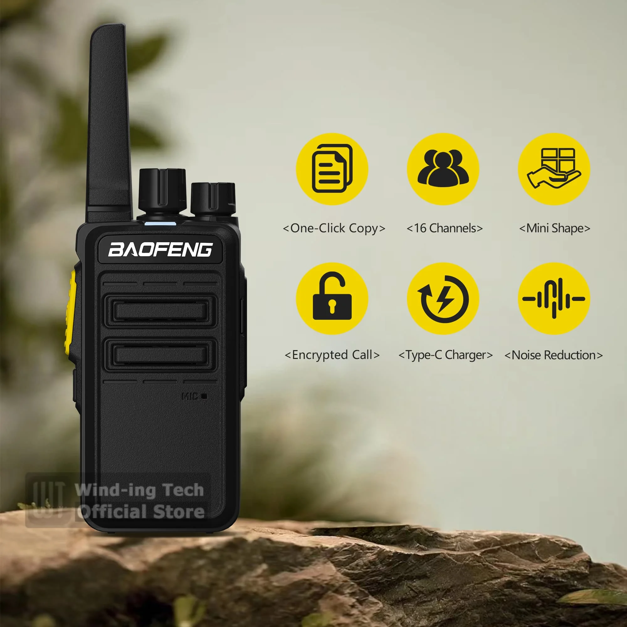 2/4 pièces Baofeng BD-V12A Radios UHF Rechargeable talkie-walkie sans fil 16CH mise à niveau réduction du bruit Mini talkie-walkie portables