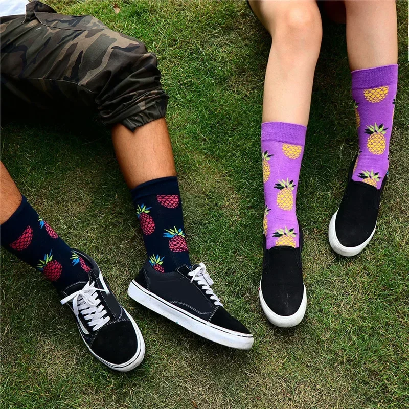 1 Pair Combed Cotton Fashion Hip Hop Man woman Socks Harajuku  fruit Skateboard oil painting animal Happy Socks Funny Sokken