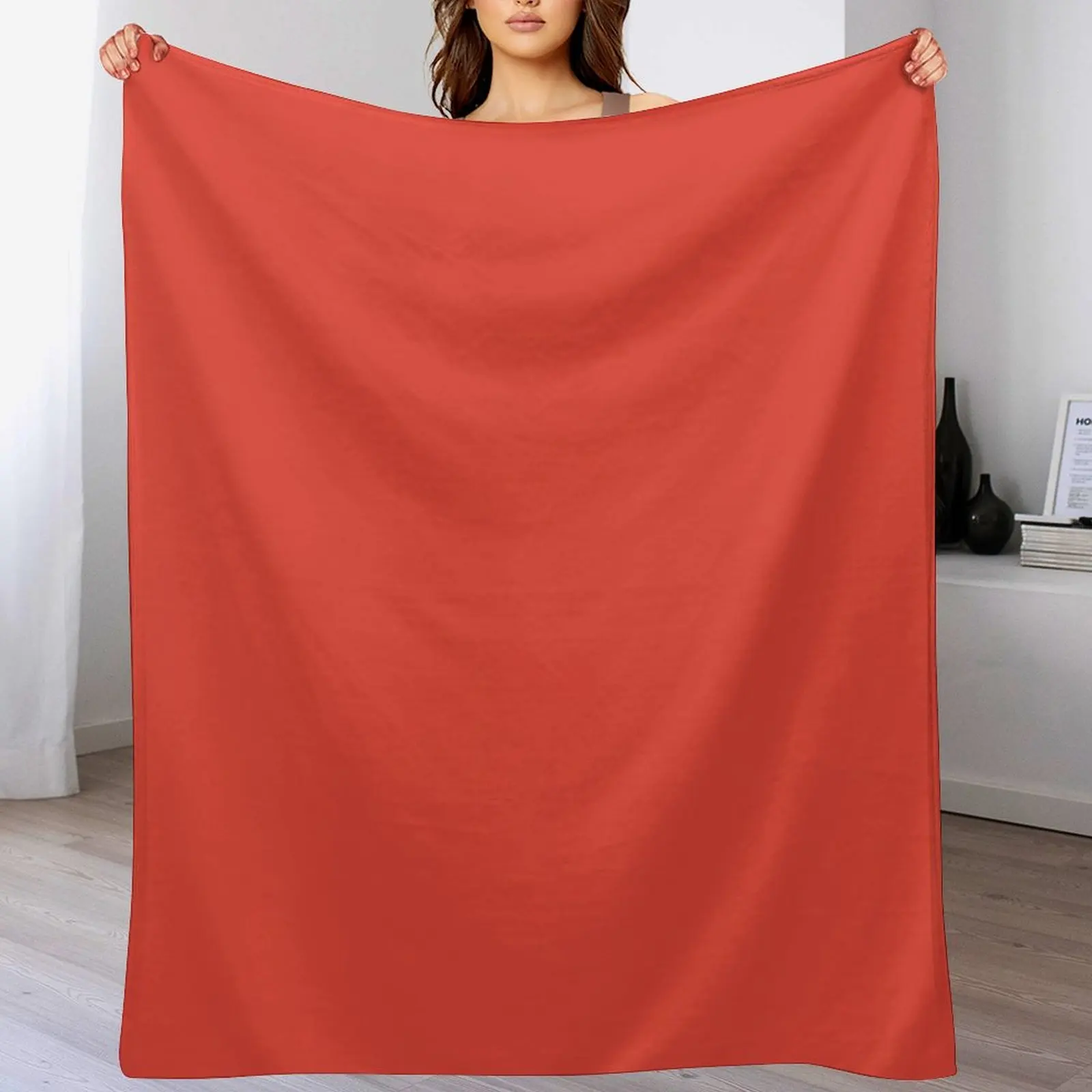 Color Vermilion (#E34234) Red Throw Blanket