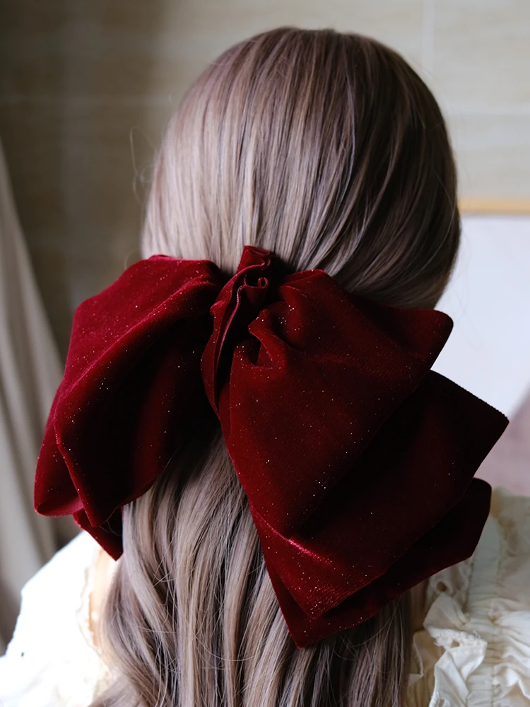 New Fashion Oversize Bow Hair Clip Velvet Hairpin for Women Girls Ribbon Barrette Bow Print clip Headwear Hair Accessories Hot