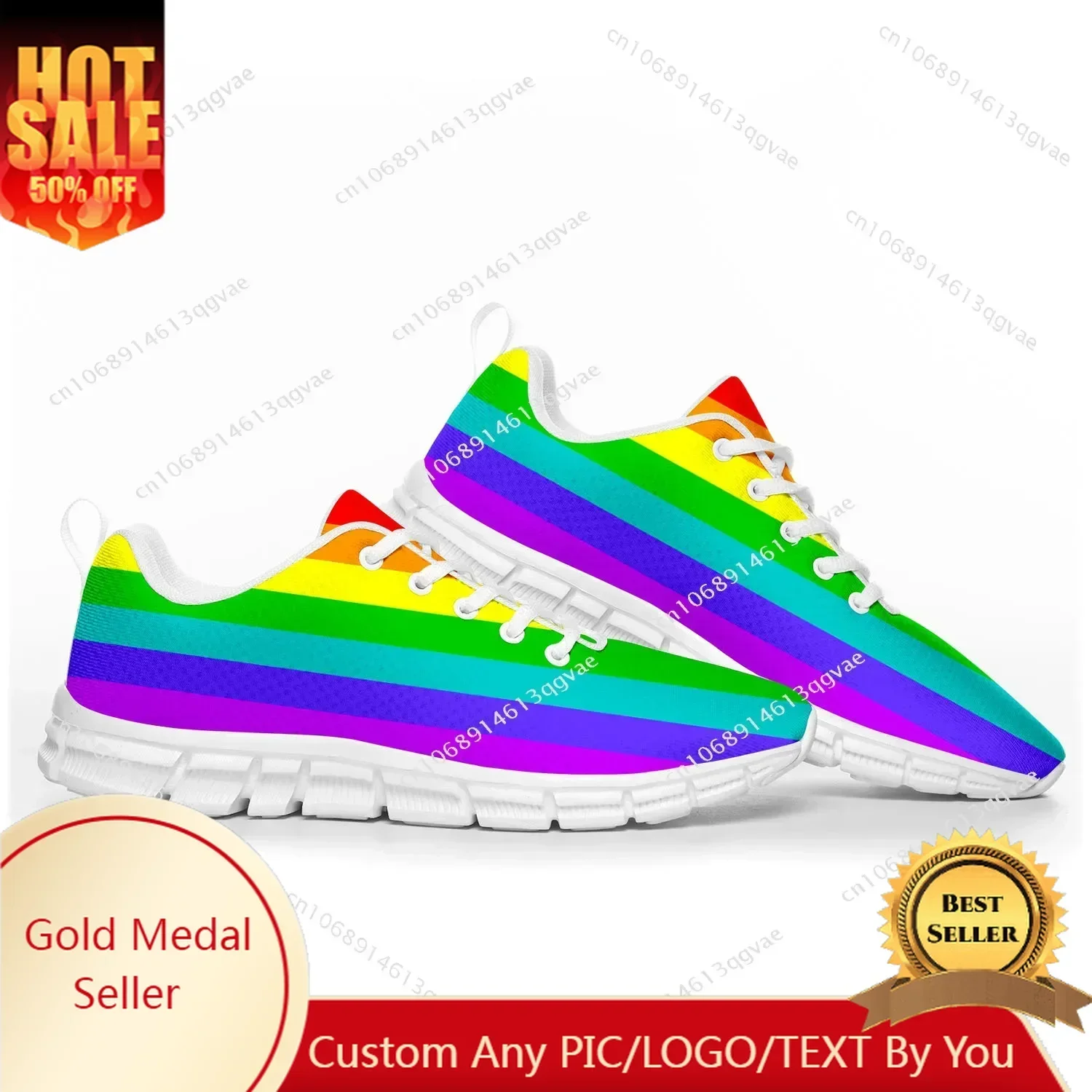 

Rainbow Flag Pattern Pop Sports Shoes Mens Womens Teenager Sneakers Casual Custom High Quality Couple Shoes White