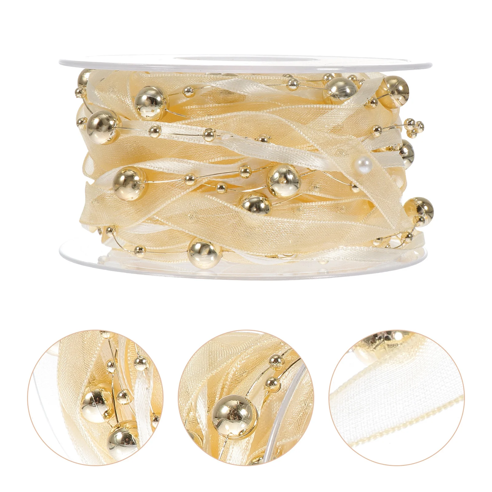 

1 Roll Golden Beads Chain Ribbon Premium Diy Craft For Gift Wrapping Bouquet Decoration Handmade Ribbons Wrapping Materials