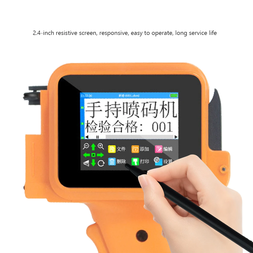 2.4 Inch Smart Date Coder Handheld Inkjet Printer Large Font Bold Print Warning Label Safety Mark Warehouse Storage System