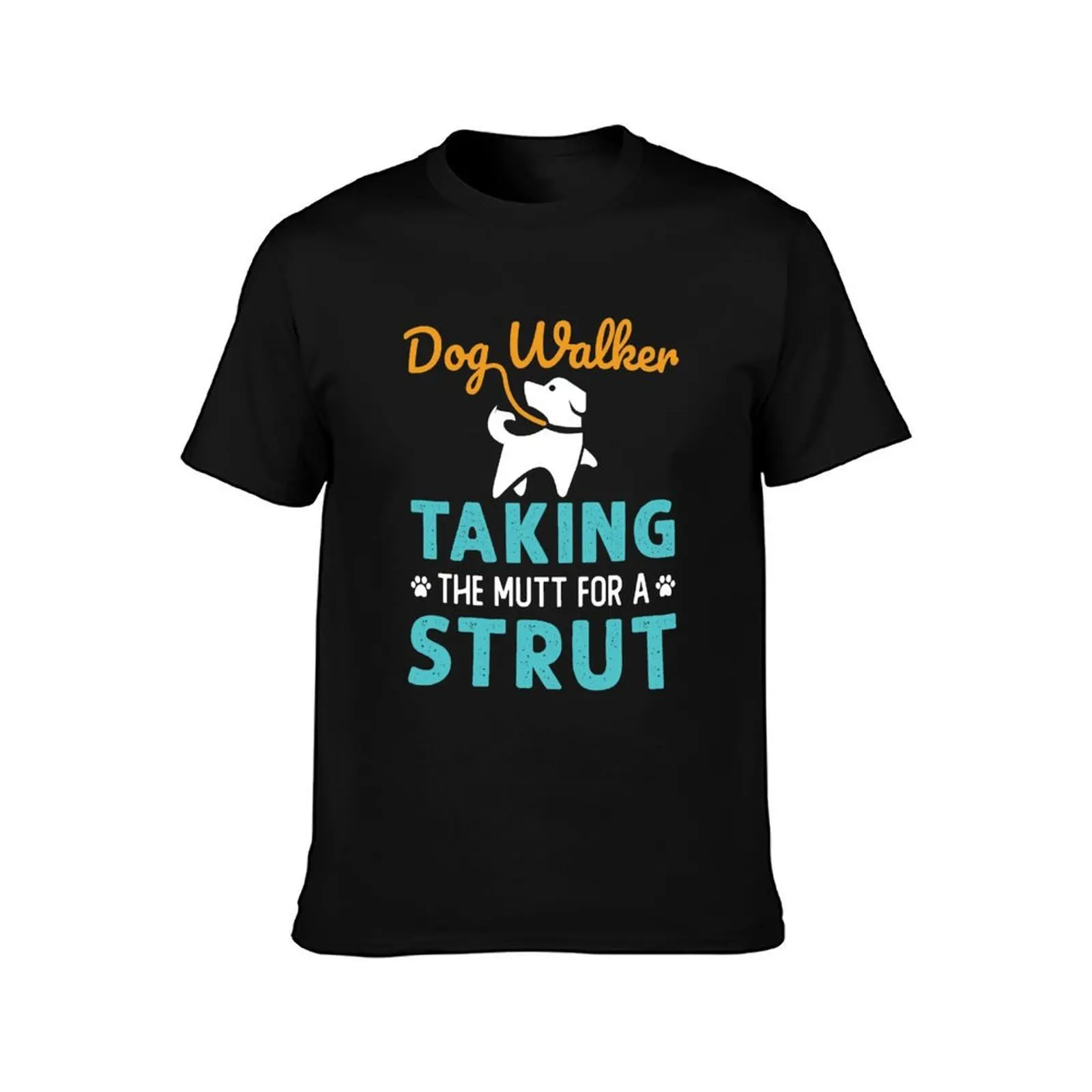 Dog Walker Taking the Mutt for a Strut T-Shirt Basic Short Sleeve Cotton Blend T-Shirt