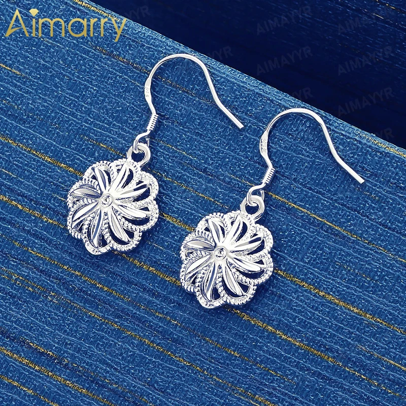 925 Sterling Silver Hollowed Out Three-dimensional Small Flower Earrings for Women's Banquets High-quality and Fashion Jewelry