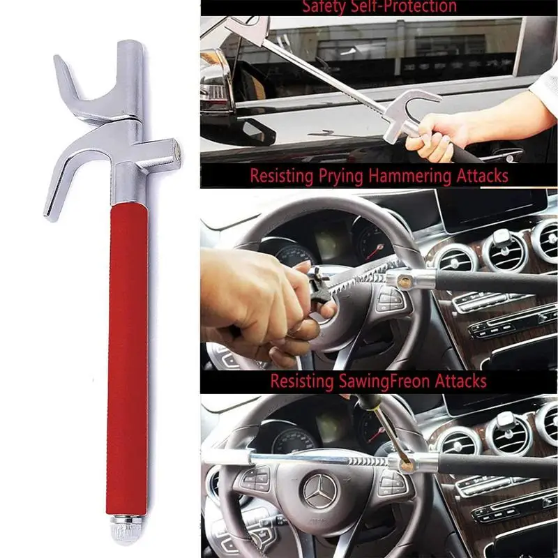 

Car Steering Wheel Lock Anti-Theft Car Device Universals Fit Adjustable Length Clamp Double Hook For Cars Trucks Van And SUVs