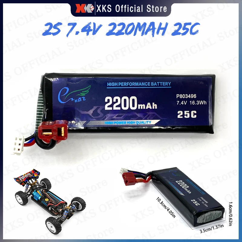 

Wltoys 2S 7.4V 2200mAh RC Car Battery T Plug Original Lipo Battery for Wltoys RC Car 124016 124017 124007 104001 Battery RC Part