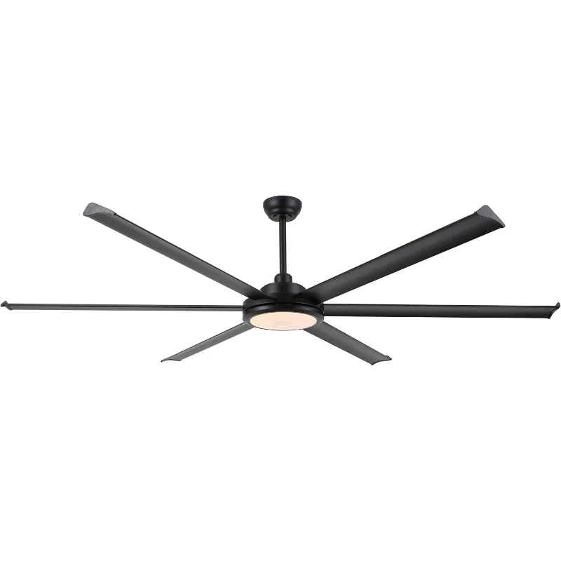 

96" Industrial Ceiling Fan with Light and Remote Control, 6-Speed Noiseless Reversible DC Motor, 6 Durable Aluminum Double-Layer