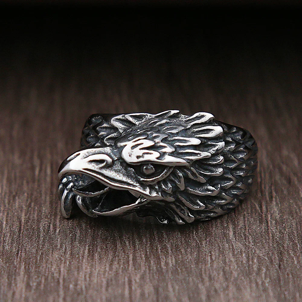Nordic Mythology Odin Raven Ring For Men Vintage 316L Stainless Steel Viking Rings Biker Crow Ring Jewelry Gift Wholesale