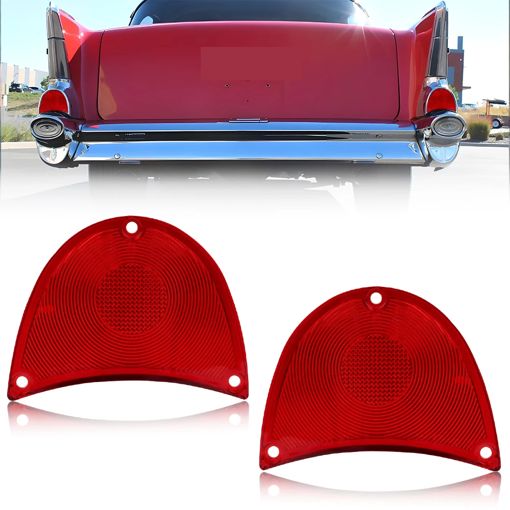 2Pcs Rear Bumper Backup Reverse Light Tail Light Brake Light Cover For 1957 Chevrolet BelAir One Fifty Two Ten Nomad No Bulb
