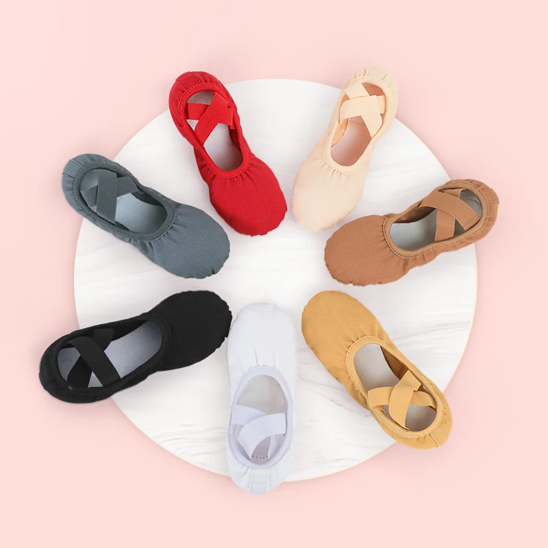 Ballet Shoes For Dancing Women Ballet Flats Slippers One Piece Canvas Ballet Shoes Split Sole Ballerina Slip On Practice Shoes