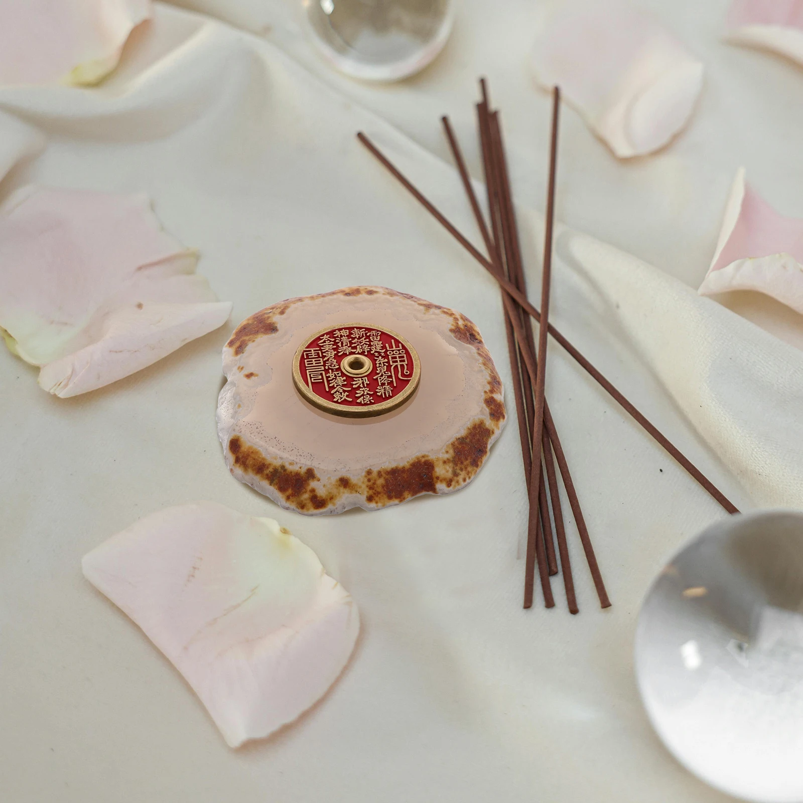 

Agate Crystal Incense Stick Holder Elegant Alloy Tabletop Burner Vertical Stand Decorative Home Ornament Incense Stick Accessory