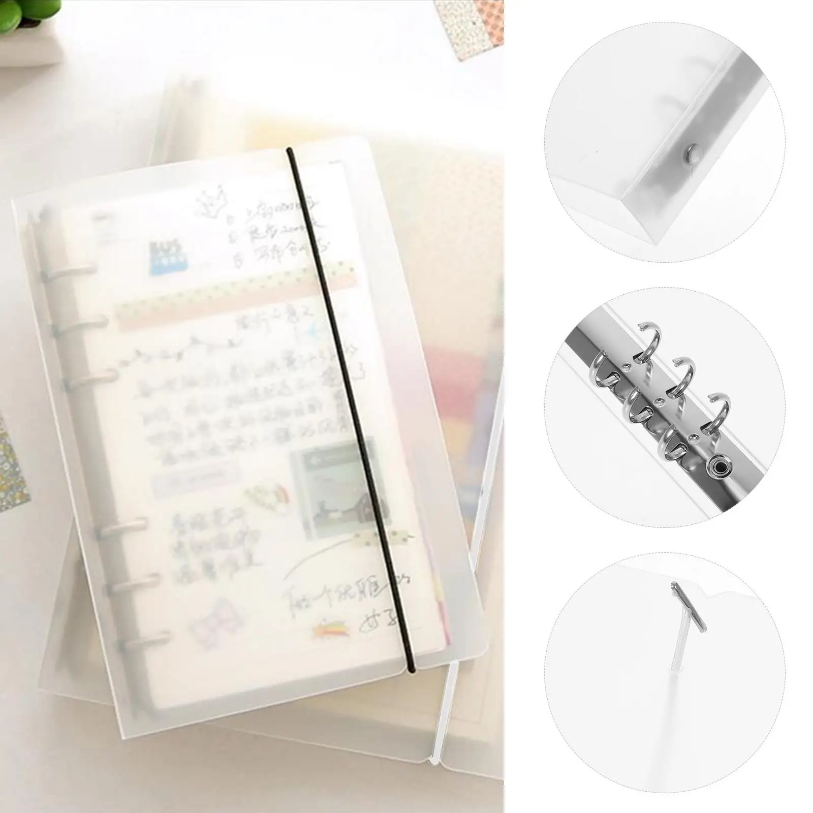 2Pcs A5 Binder Rose Transparent Cute Notebook Planner Folder Document Storage ganizer PP Metal Term Use