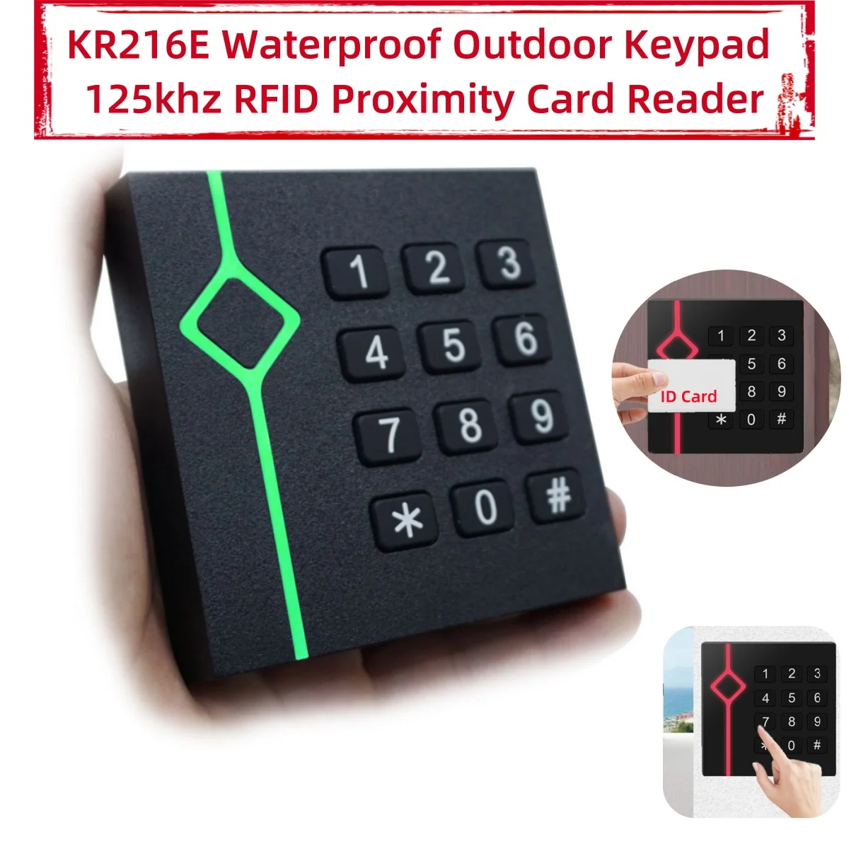 

KR216E EM ID Card Reader Keypad input wiegand output rfid access control lector rfid 125khz card readers lector de tarjetas rfid