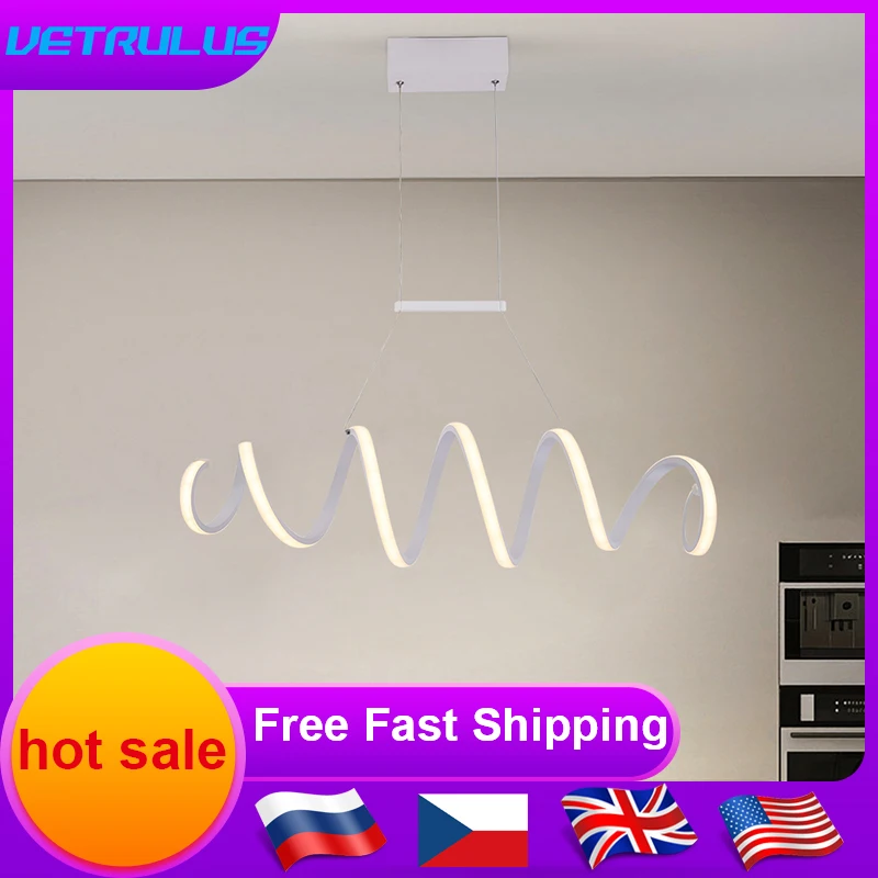 

Nordic Pendent Light Acrylic White LED Ceiling Lamp Modern Chandelier Indoor Kitchen Living Dining Bedroom Fixture Decor