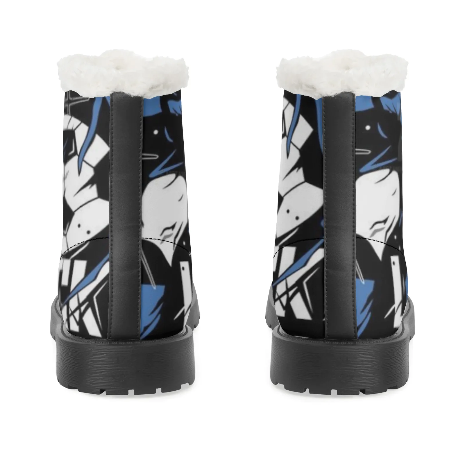 Плюшевые ботинки с синим замком в стиле аниме, теплые зимние ботинки для мужчин и женщин, зимняя уличная обувь, нескользящие высокие ботинки, размер EU35-48