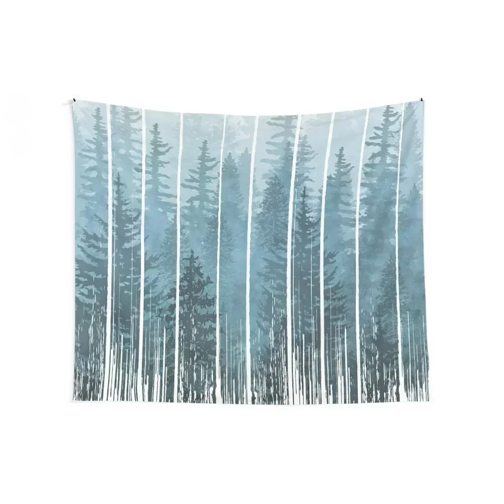 Grunge Dripping Turquoise Misty Forest Tapestry Japanese Room Decor Wall Tapestries Tapestry