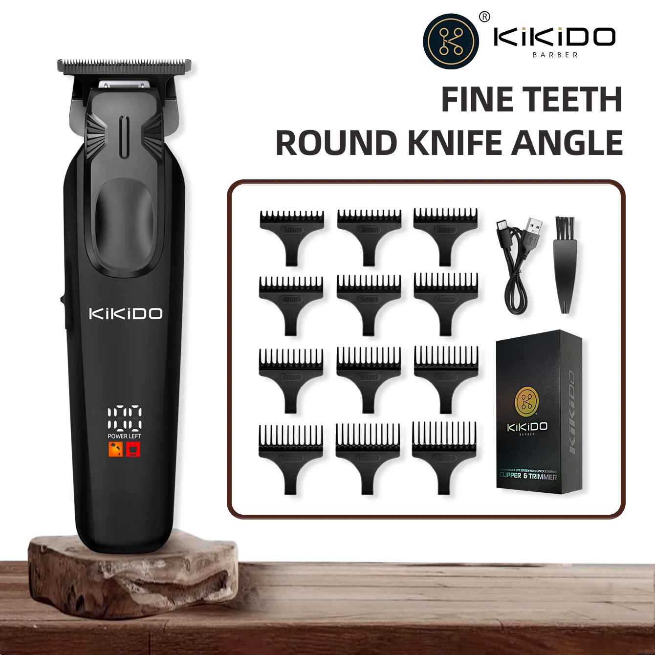 

KIKIDO Electric Barber Hair Trimmer LED Professional Hair Cutting Machine Home Appliance Combo Kit Adjustable Clipper 7200rpm