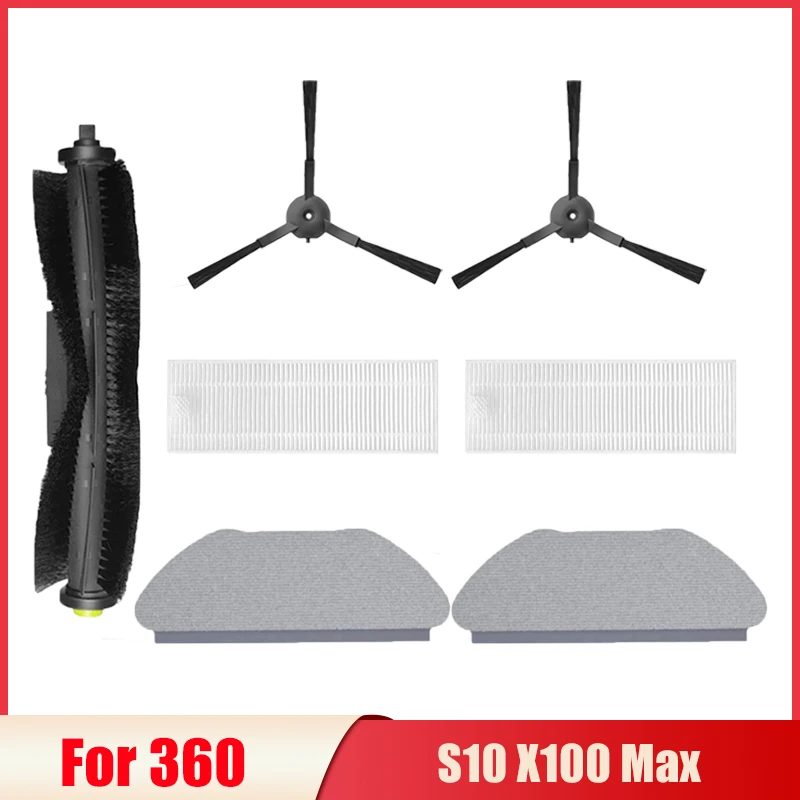 Rodillo de filtro HEPA, cepillo principal, cepillo lateral, trapo de tela para aspiradora robótica S10 X100 MAX 360, accesorios de repuesto