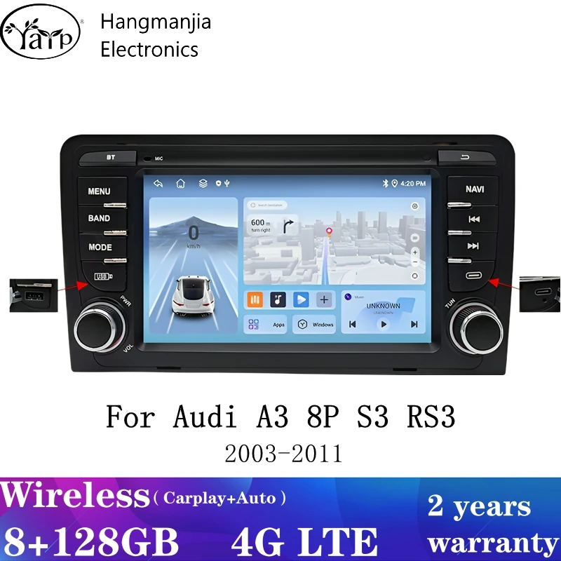 hangmanjia Android 13 Auto Radio for Audi A3 8P 2003-2011 S3 RS3 Sportback Carplay Car Multimedia RDS GPS No 2din DVD autoradio