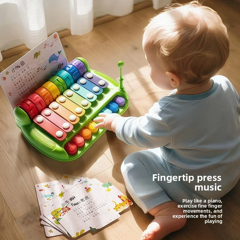 8 Note Baby Xylophone For 0-12 Month Toddler Wooden Glockenspiel Early Learning Musical Instrument Sensory Soothing Gift