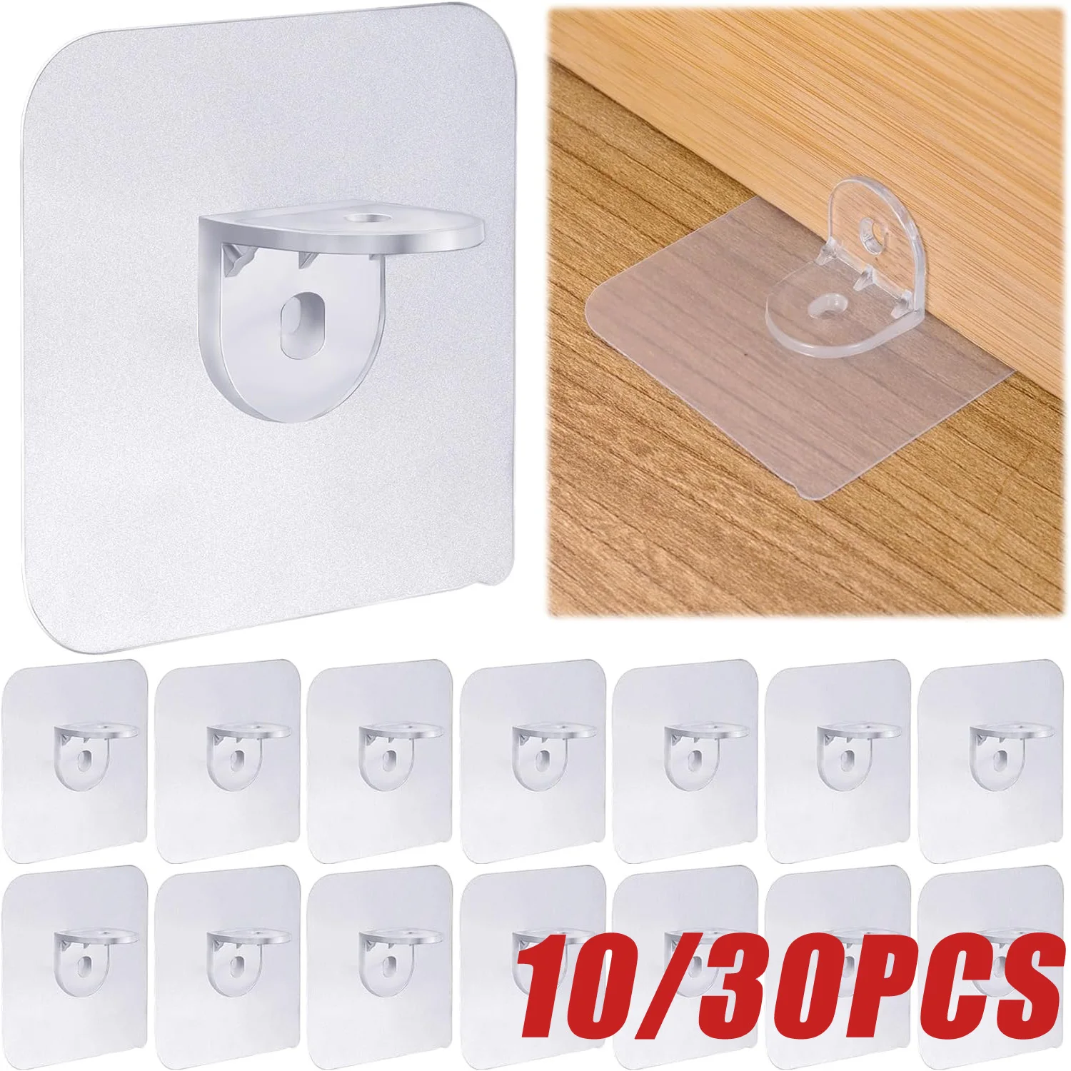 10/20/30pcs Shelf Support Glue Free Punching Nail Strong Triangle Bracket Clip Wall Mounted Wall Cabinet Home Accessories