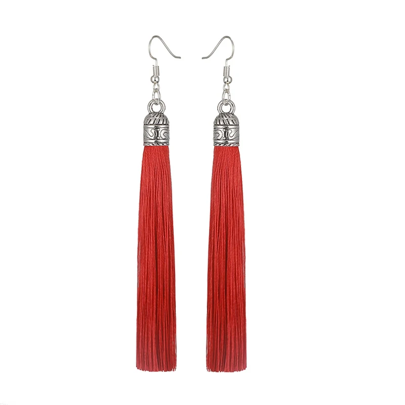 Fashion Tassel Earrings For Women Jewelry Bohemian Drop Dangle Long Earrings Silk Fabric Ethnic Vintage Daily Earrings