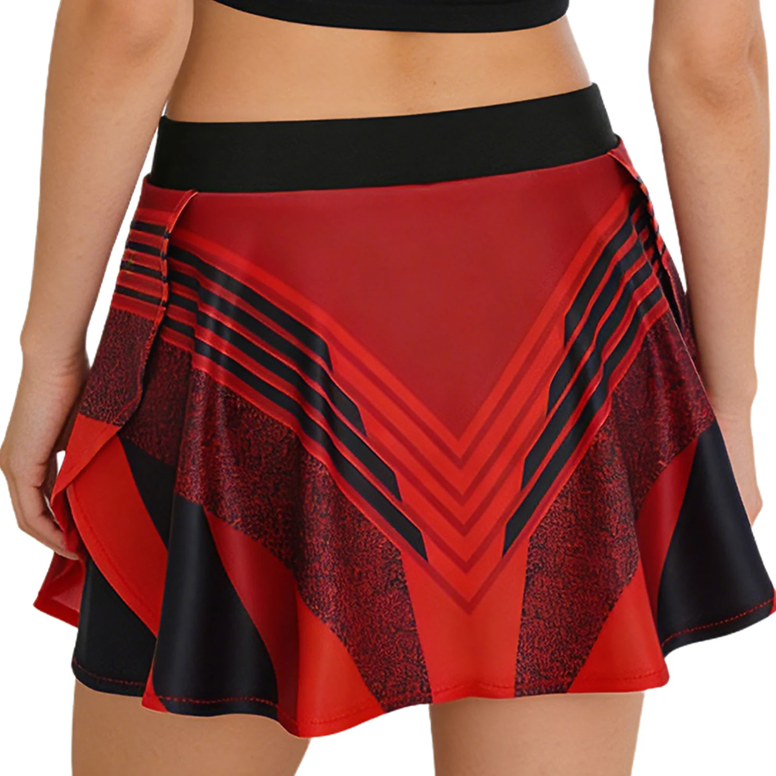 

Women Tennis Sports Skirt Elastic Waistband Printed Sides Split Mini Skirt with Built-in Shorts for Dance Workout Golf Badminton