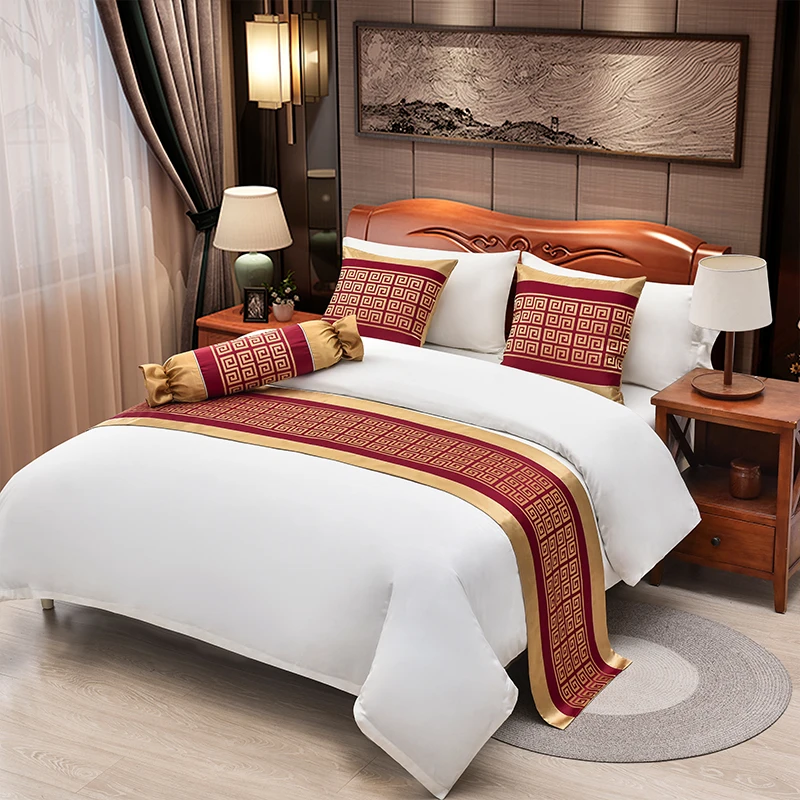 Luxury Geometric Lattice Bedspreads Bed Runner Throw Bedding Single Queen King Bed Cover Towel Home Hotel Greek Key Decorations