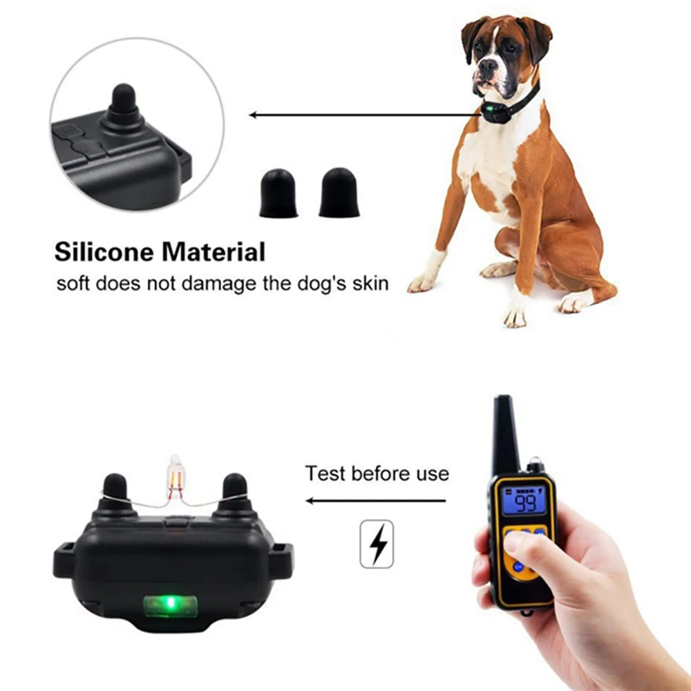 Adjustable Dog Training Collar Waterproof Rechargeable Anti Barking Shock Vibration Sound Collar With Remote Control for All Dog