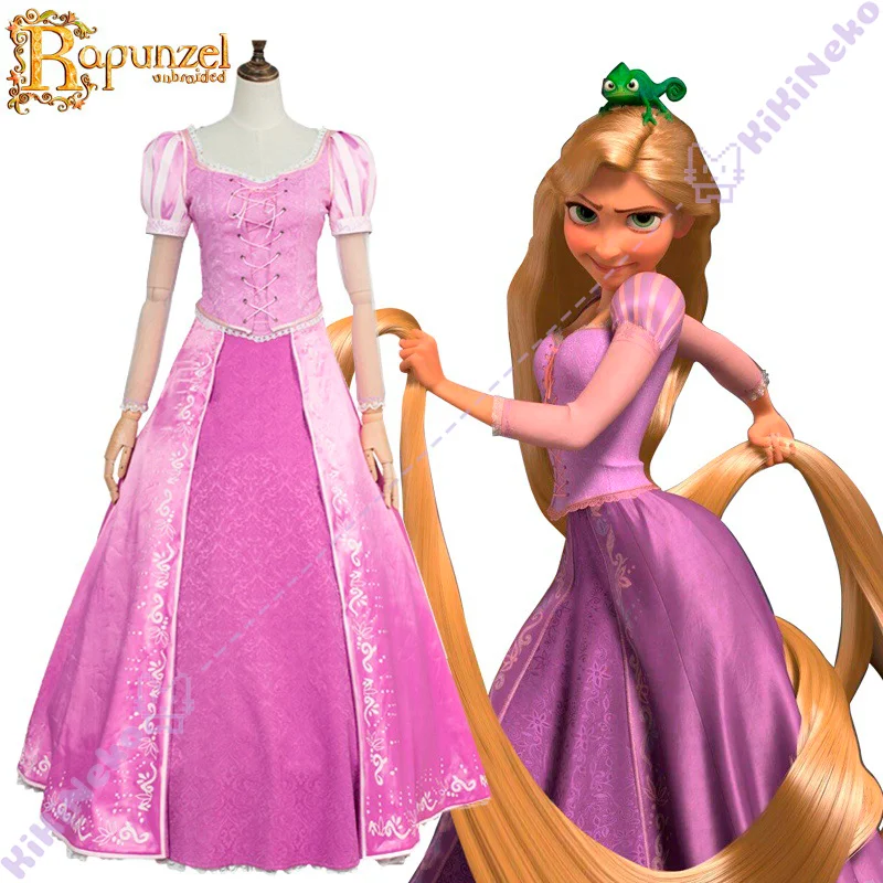 Cartoon Rapunzel Cosplay Costume Princess Rapunzel Dress Outfit Princess Skirt For Hallowmas Party Adult Women S-3XL Size