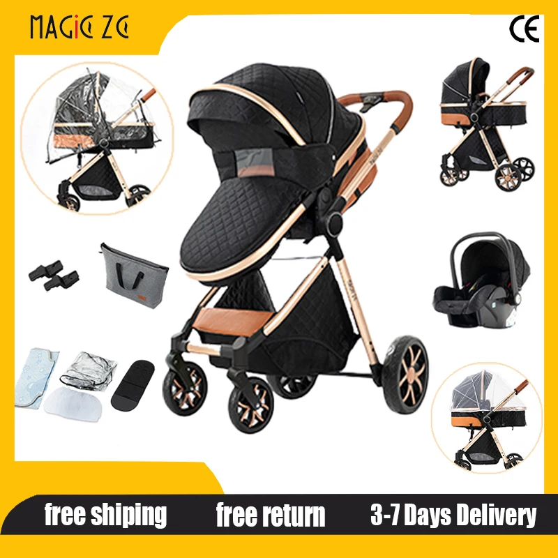 

Детская коляска 3 в 1, дорожная система для новорожденных, роскошная детская коляска 3 в 1, складное безопасное автокресло с высоким пейзажем для детского автомобиля