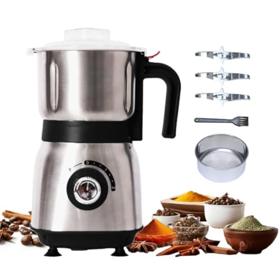 

Electric Grinder for Kitchen 500W Grain Mill with 3 Stainless Steel Blades Versatile Spice Grinder for Coffee Grinding Spices B