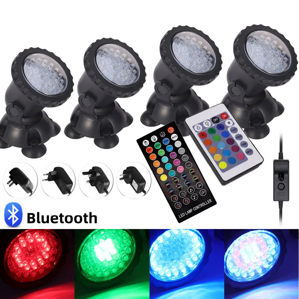 IP68 Waterproof Underwater Light DC 12V Lamp RGB LED Spotlight Swiming Pool Lights with Remote Control Decorative Spot Light