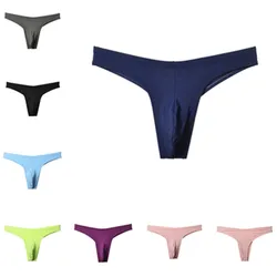 Tanga Sexy de cintura baja para hombre, ropa interior gay sin costuras, de algodón, convexo en U, gran espacio