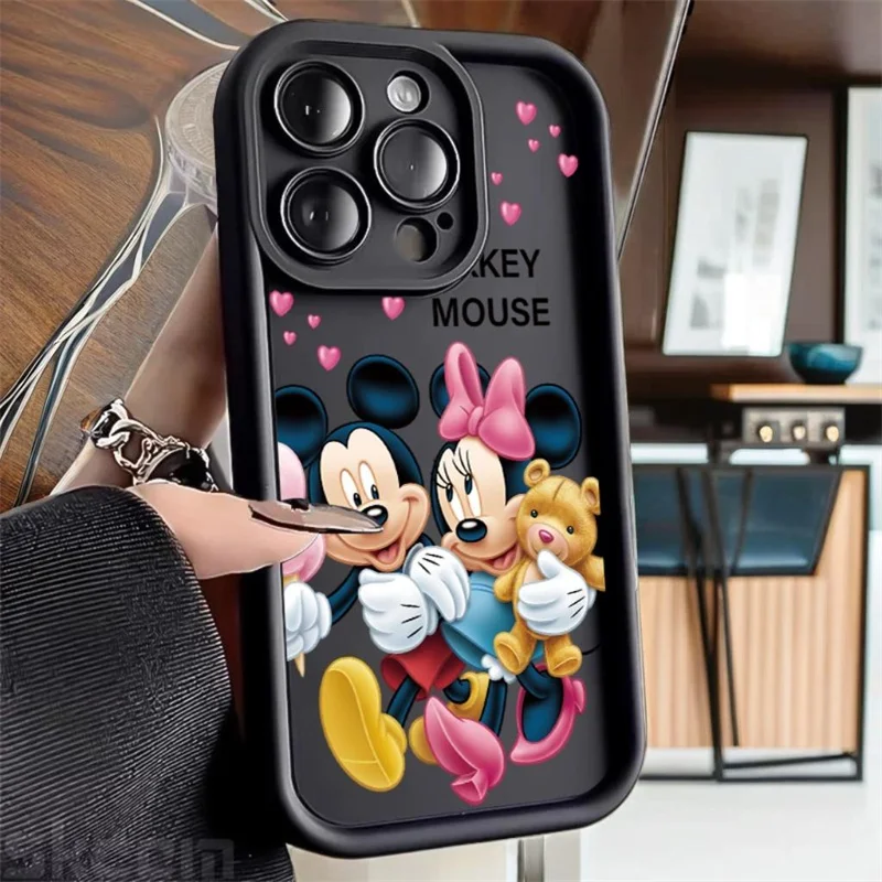 

Disneys Mickeys Minnies Mouses Heart Phone Case For iPhone 16 15 14 13 12 11 Pro Max 7 8 Plus X XS XR Y2K Cute Back Cover