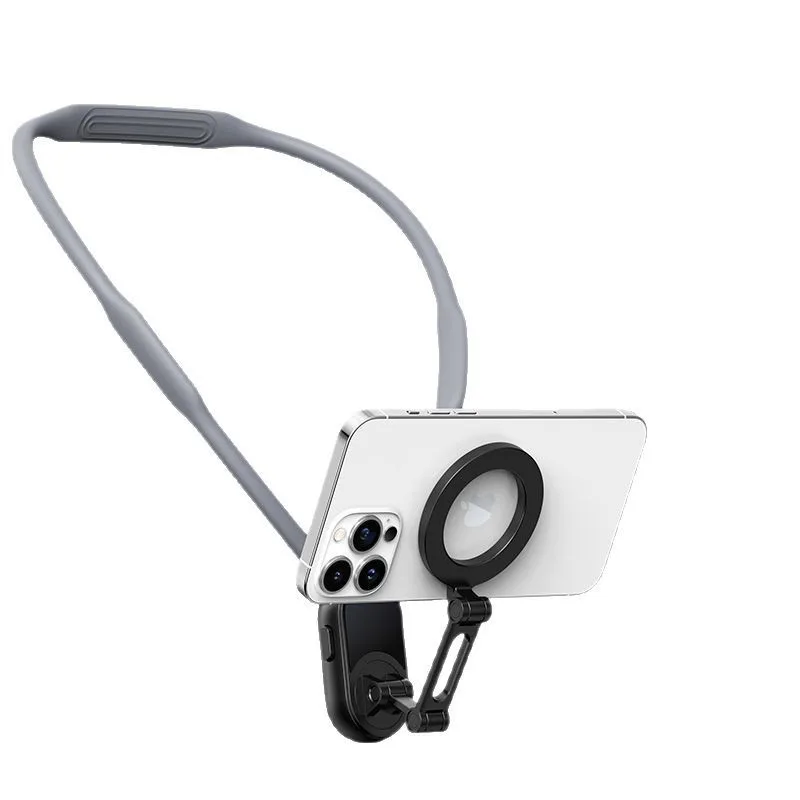 حامل هاتف محمول مغناطيسي من السيليكون على الرقبة 360 درجة °   حامل هاتف POV قابل للدوران لهاتف Iphone Samsung Xiaomi Selfie Stand