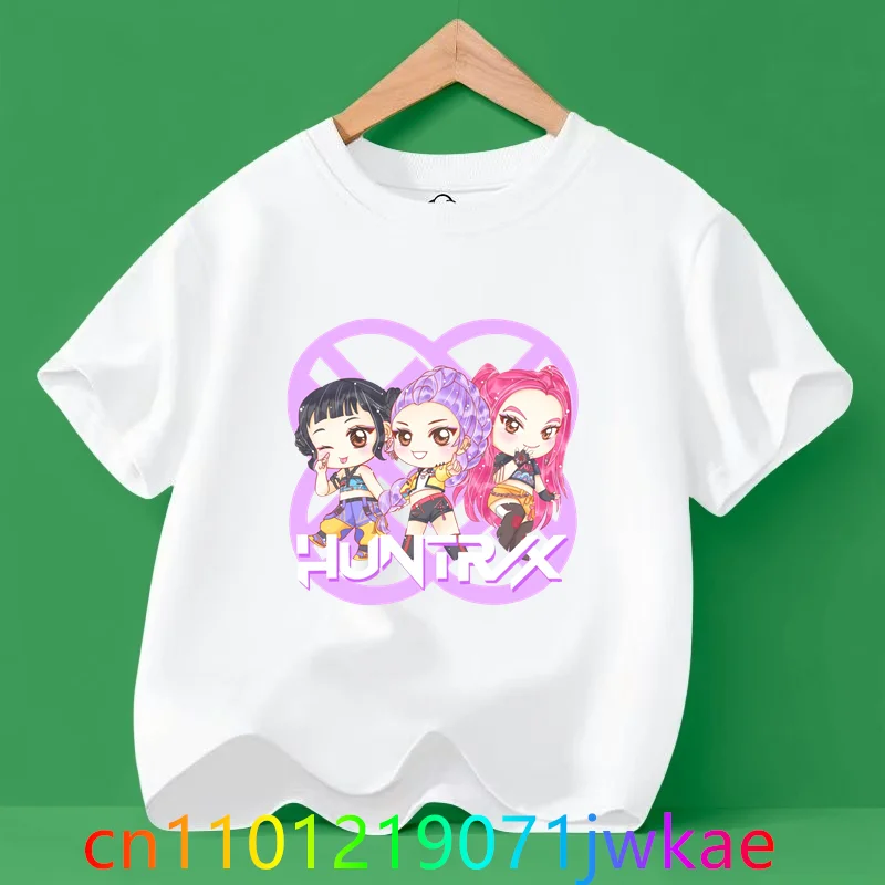 

3-12 Year Girl Boy Graphic Printed Tops 2025 Movie KPop Demon Hunters T-shirt Summer Short Sleeve Tee for Casual Loose