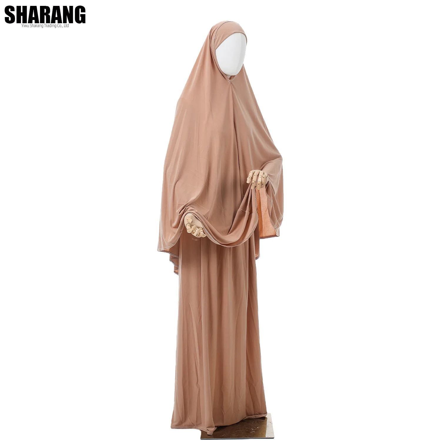 Jersey-Gebetsset, dehnbar, EID, Ramadan, Islam, muslimische Frauen, Satin, Seil, Instant-Hijab, Khimar-Rock, 2-teilig, Jilbab – Detail 3
